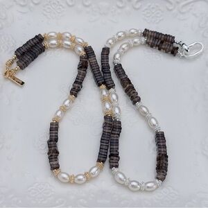 X193 Handmade Freshwater Pearl Smoky Quartz Necklace